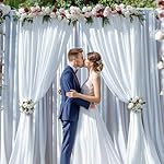 10x10ft Wrinkle Free White Backdrop Curtain for Parties Soft Fabric Drapes Wedding White Curtain Backdrop for Birthday Party Decorations Background for Photography 5x10ft, 2 Panels - Image 2