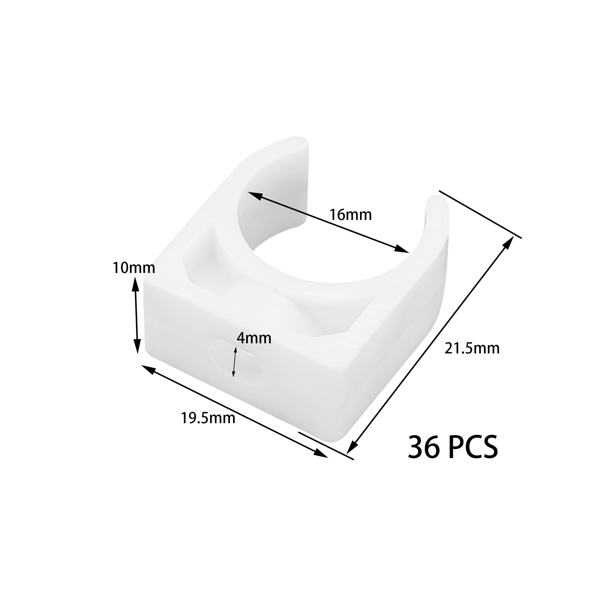 36-Pack Plastic Pipe Clamps - White Single Pipe Clips (16mm) - Image 4