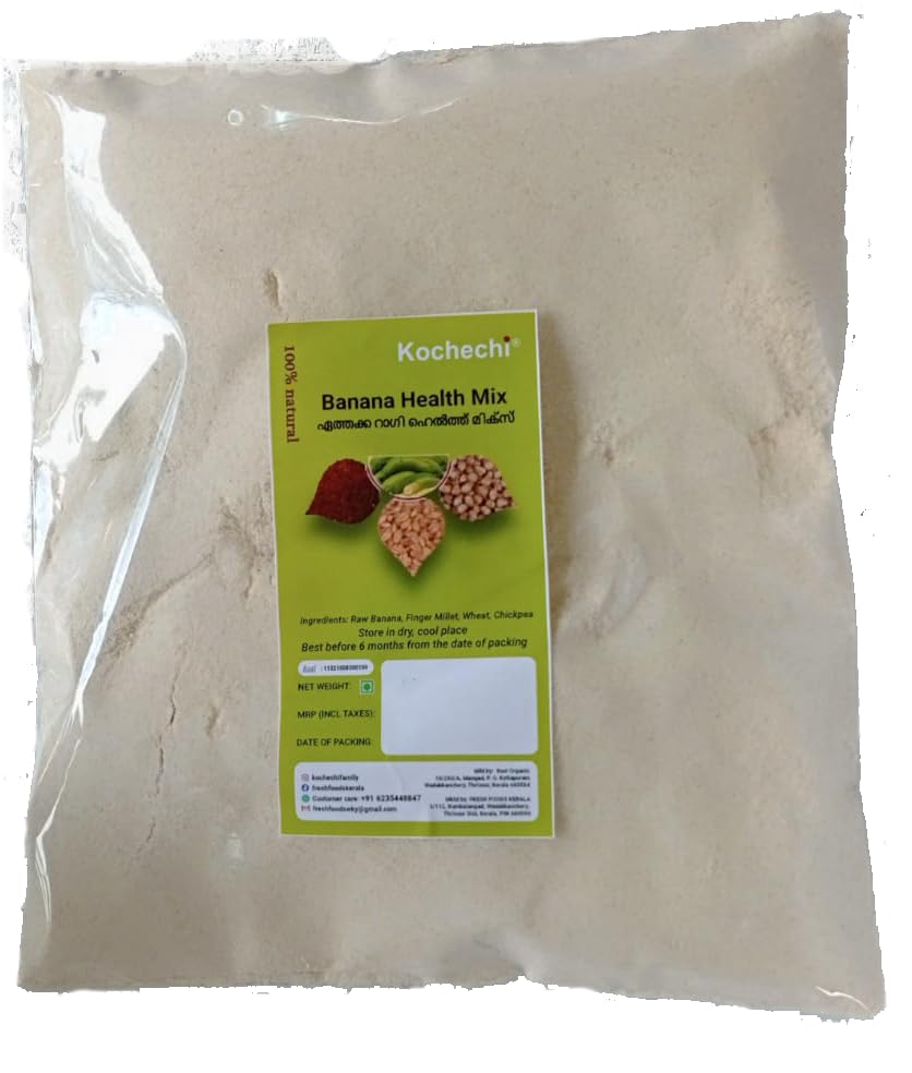 Kochechi Raw Banana Health Mix 2X200g Nutritious Flour with Raw Banana Nenthrakaya Powder Millets Wheat Bengal Gram (400)