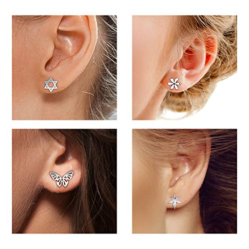 30 Pairs Multiple Minimalism Dainty Silver Earrings for Teen Girls-Cute Animal Earrings for Little Girls- Heart Shape Stud Earrings Set for Teens Women nickel free earrings for girls - Image 4