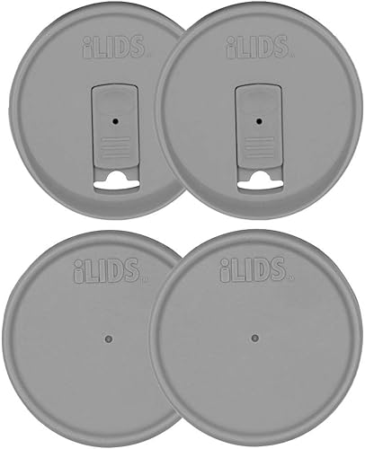iLIDS Tapas para bebidas y almacenamiento, boca regular, color gris, paquete de 4 disponible en Yaxa Guatemala