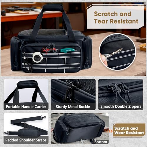 Image of Heavy Duty Tool Bag Organizer with Strong Magnets & Detachable Pouches, Tactical Tool Tote for Men, Multiple Pockets, Anti-Friction Bottom Utility Tool's Bag for Electrician,Mechanic
