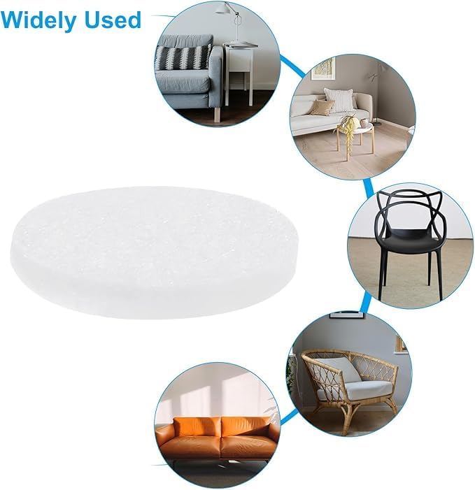MR. DIY Crafts 16 Pcs, Silent Floor Protection Soft Felt EVA Foam Anti Slip Furniture Pads Single Sided Sticker Hot Melt Acrylic Die Cut Masking. (16, White, 4 x 4 cm)