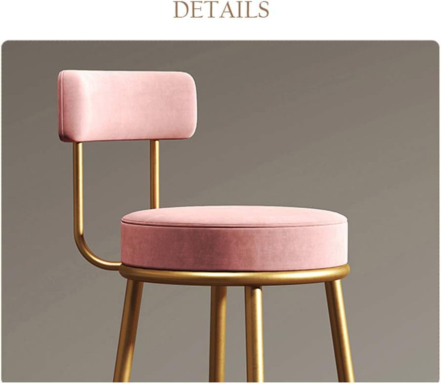 Barstool Chair Velvet Upholstered Footrest Stool Sponge Backrest with Gold Metal Legs Bar Counter Chair for Pub Bistro Kitchen Dining Chair Max. Load 400lb