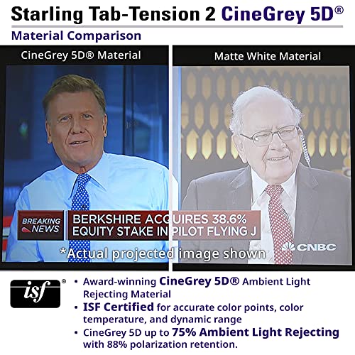 Image of Elite Screens Starling Tab-Tension 2 CineGrey 5D, 120 inch 16:9, Ceiling and Ambient Light Rejecting Electric Projector Screen Programmed Remote Kit, CineGrey 5D Projection Material, STT120U2HD5-E12