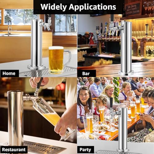 Hilangsan All Stainless Steel Single Beer Tap Tower Draft Beer Tower Kegerator Tower Keg Tower Kegerator Parts Kegerator Kit Beer Tap Faucet Pre-assembled Beer Line 3\" Beer Tower Dispenser - Thumbnail 7
