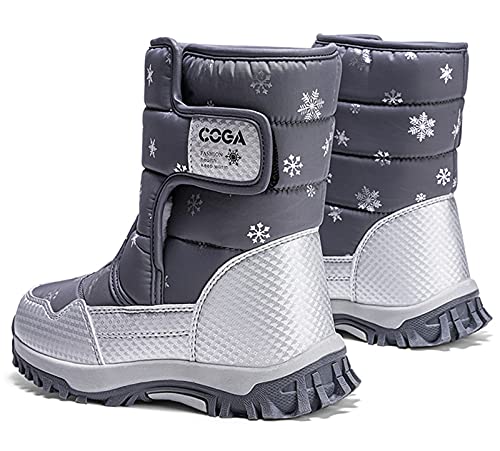 Dadawen Girls Boys Snow Boots Winter Outdoor Waterproof Slip Resistant Cold Weather Shoes (Toddler/Little Kid/Big Kid) Grey Us Size 12.5 M Little Kid #TOP3