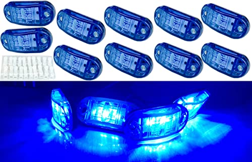 HyLikota 10pcs Blue 2.5 inch Oval 4 SMD Trailer Side Marker Led Lights Truck clearance lights Trailer Lights Indicator Waterproof