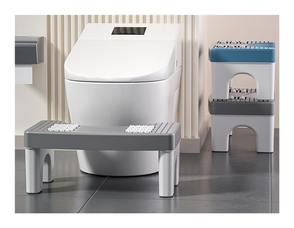 Taboret toaletowy do kucania, taboret łazienkowy, składany z wałkiem masującym, ergonomiczny podnóżek dla dorosłych, stopień, pomoc w nauce korzystania nocnika(Grey)