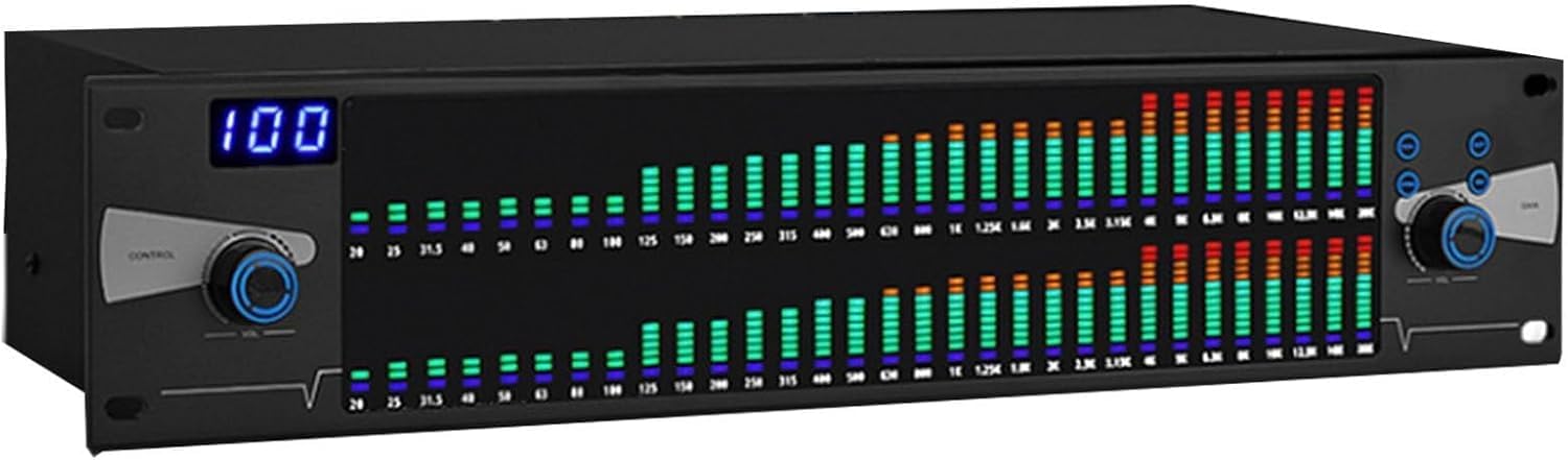 Ecualizador gráfico Ecualizador Digital de Doble Canal y 31 Bandas, Ecualizador gráfico estéreo, Pantalla LED de Espectro, Ideal for DJ en casa o en Clubes.