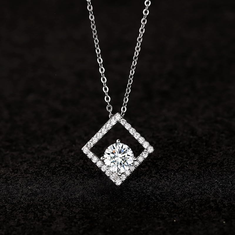 Collier diamant carré haut de gamme en zirconium pour femme