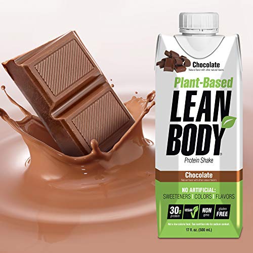 Image of Lean Body Ready-to-Drink, Plant-Based Vegan Chocolate Protein Shake, 30g Protein, No Artificial Flavors, Sweeteners or Colors, Non GMO, Gluten Free, Premium Pea & Rice Blend (Pack of 12)