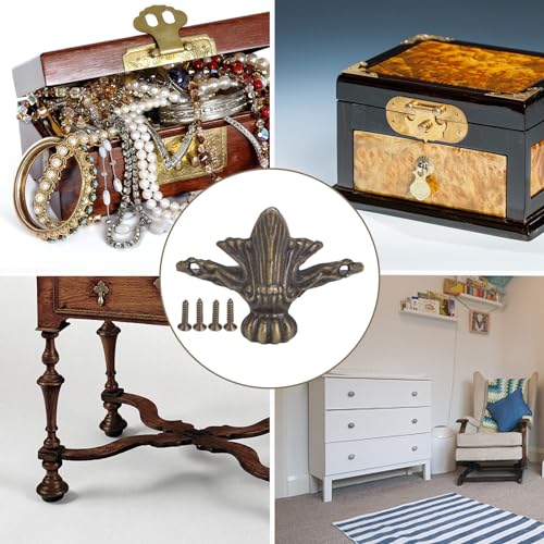 HERCHR 10PCS Jewelry Box Feet, Antique Decorative Box Legs Feet Zinc Alloy Wood Case Corner Protector for Wood Jewelry Chest Gift Box - Image 3
