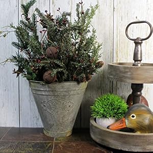 CVHOMEDECO Farmhouse Galvanized Wall Planter Rustic Metal Flower Holder Wall Mount Flower pots for Garden and Wall Decor Set of 2