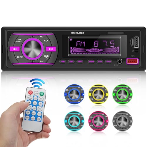 Single Din Car Stereo Receiver with Bluetooth and USB Ports