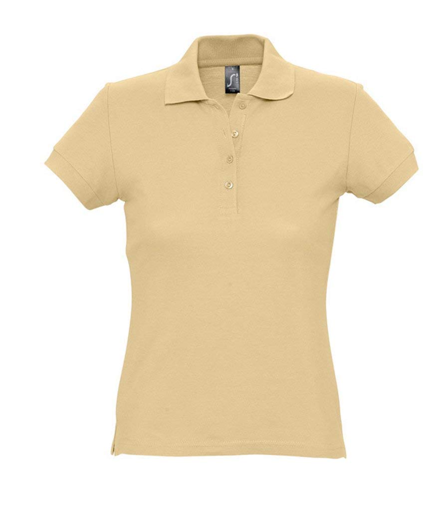 SOLS Womens Passion Cotton Pique Polo Shirt Sand L