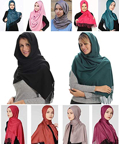 Women Pashmina Scarf Wrap Shawl, Black Soft Wool, Travel Blanket Accessories, Evening Wedding Party, Mom in Law Female Hostess Grandma Friend Sister Wife Girlfriend Christmas Good Gift