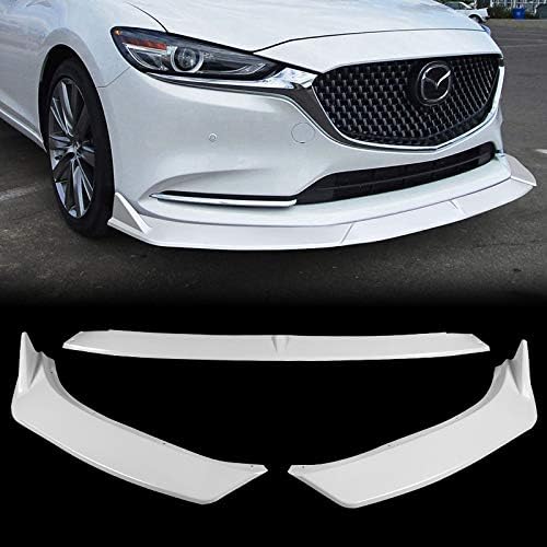 Q1 Tech Q1 TECH, 3 Piece Front Bumper Lip fit for compatible with 2019 2020 2021 Mazda 6, Front Bumper Lip Spoiler Air Chin Body Kit Splitter ABS, Painted Glossy White, Sport Style