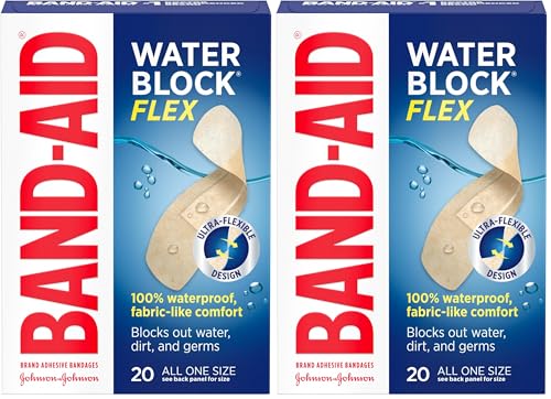 Band-Aid Brand Water Block Flex Adhesive Bandages, All One Size, 20 Count (Pack of 2)