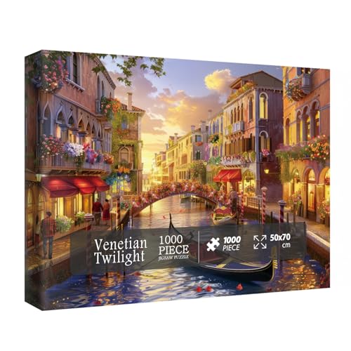Rompecabezas de paisaje de Venecia, Italia, para adultos, 1000 piezas, rompecabezas jigsaw escénicos coloridos de ciudades europeas, arte de viaje y atardeceres miniatura 1
