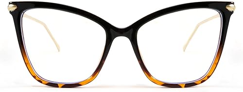 FEISEDY Gafas de ojo de gato de gran tamaño con marco de bloqueo de luz azul para mujer B2589