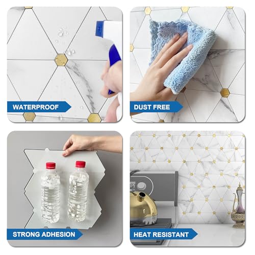 Azulejos contra salpicaduras MOFIT de oro blanco, 10 hojas autoadhesivas para pared 7