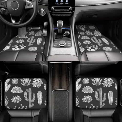Alfombrillas de coche antideslizantes juego de 4 piezas neopreno diseño cactus para suelo 6