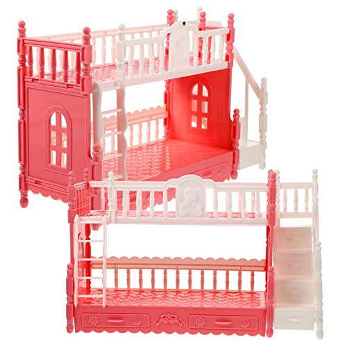 Vaguelly 2 Juegos litera de muñecas Toys Cuna muñeco Mini decoración Accesorio Decorativo - Decoración casa litera para muñecas en Miniatura Mini literas de Juguete el plastico
