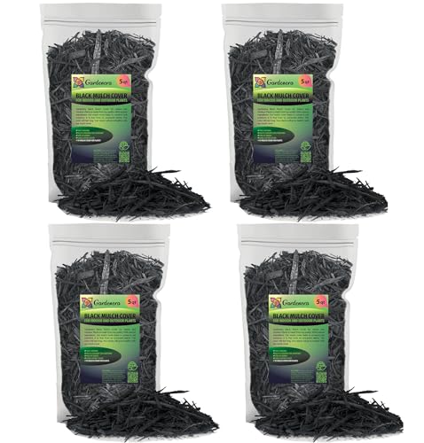 Gardenera Black Mulch - Long-Lasting Color and Weed Suppression Gardening - 20 QUARTS