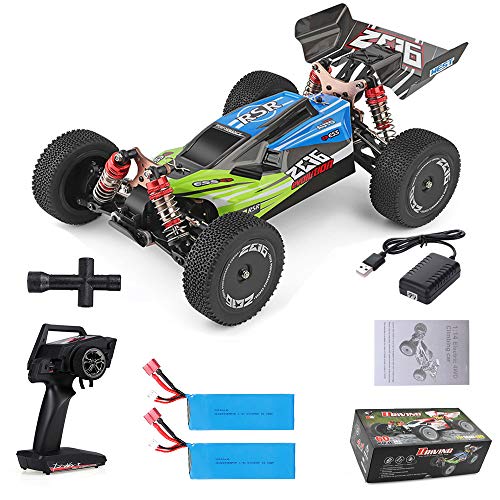 GoolRC Wltoys Remote Control Car XKS 144001 1/14 RC Car High Speed Racing Car 2200mAh Battery 60km/h 2.4GHz RC Buggy 4WD Off-Road Drift Car RTR 2 Batteries Green