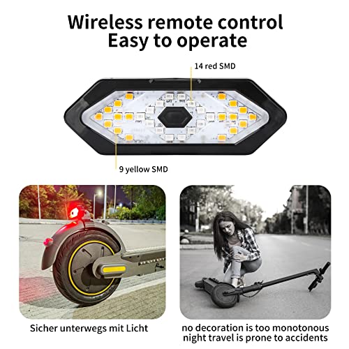 E Scooter Turn Signal,Scooter Bike Turn Signal/Blinker/Tail Light With Remote Control Compatible With Xiaomi M365/Pro2/1S Series E Scooter/Bike Blinker Adjustable Direction Rechargeable Accessories #TOP6