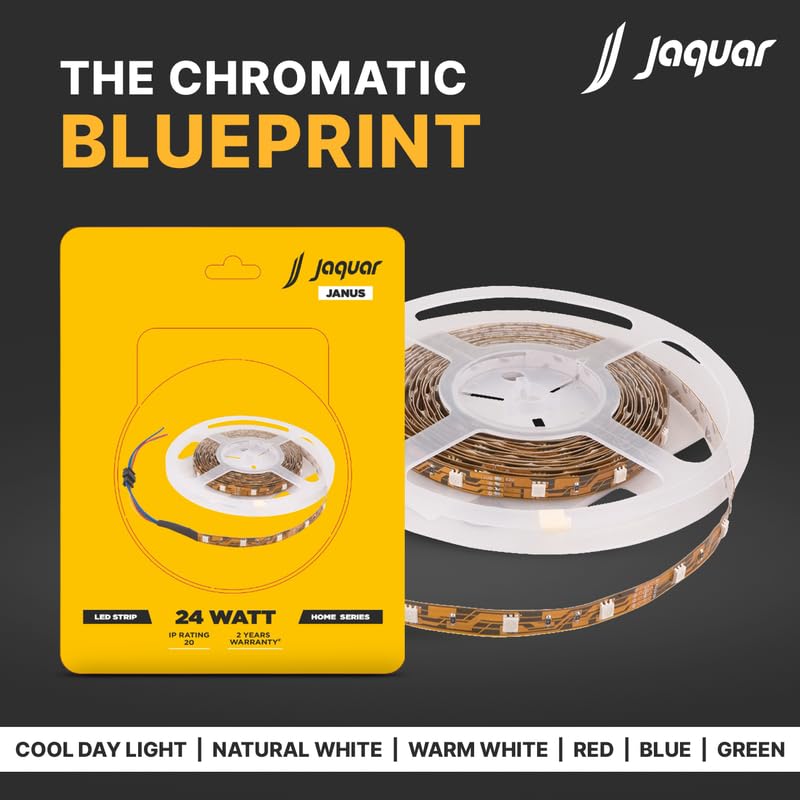 Image of Jaquar 24W Janus LED Strip Light | 5-Meter with 300 LED Strip Light for Home, Bedroom, Decoration & False Ceiling | Warm White | Pack of 1 (Driver Required Separately) | Indoor Lighting | IP20 Rating