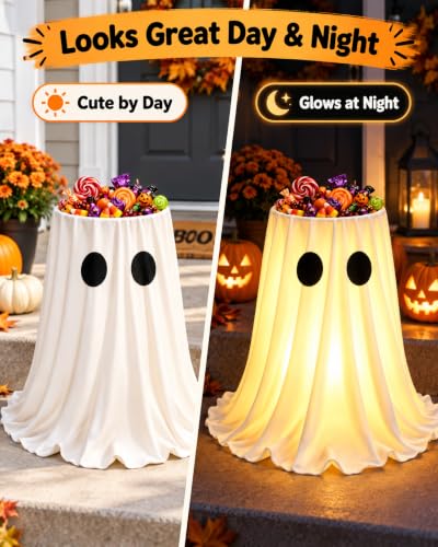Halloween Ghost Candy Bowl, 47in Adjustable Height Candy Holder with Remote - image 3