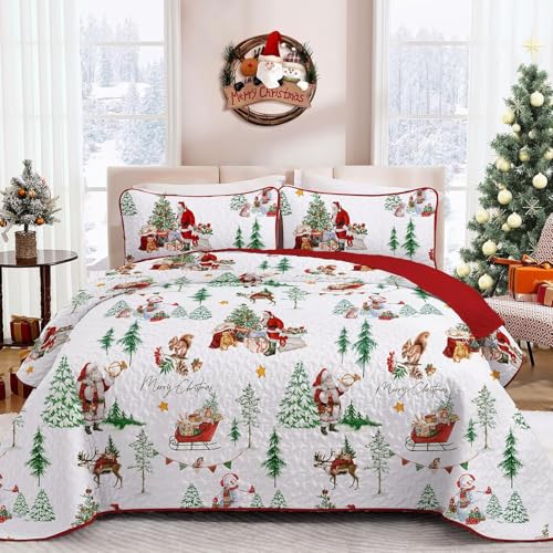 WONGS BEDDING Tagesdecke 220x240 Weihnachts Bettüberwurf Steppdecke...