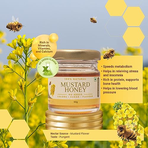 Image of Shiva Organic Raw Mustard Honey 50g | 100% Pure NMR Tested | Raw and Unprocessed