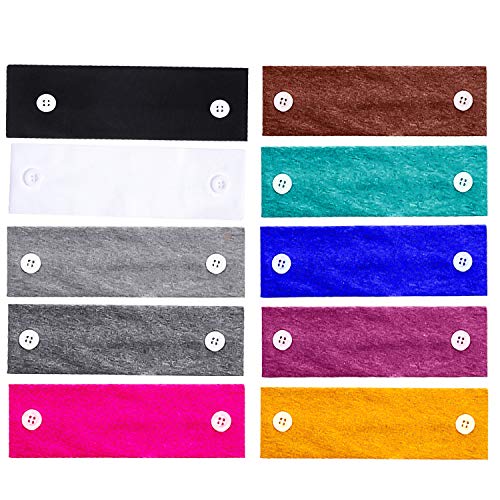 Cotiny 10 Pack Cotton Button Headband Button Headband Holder Multifunctional Hair Band Ear Protection Holder for Men Women
