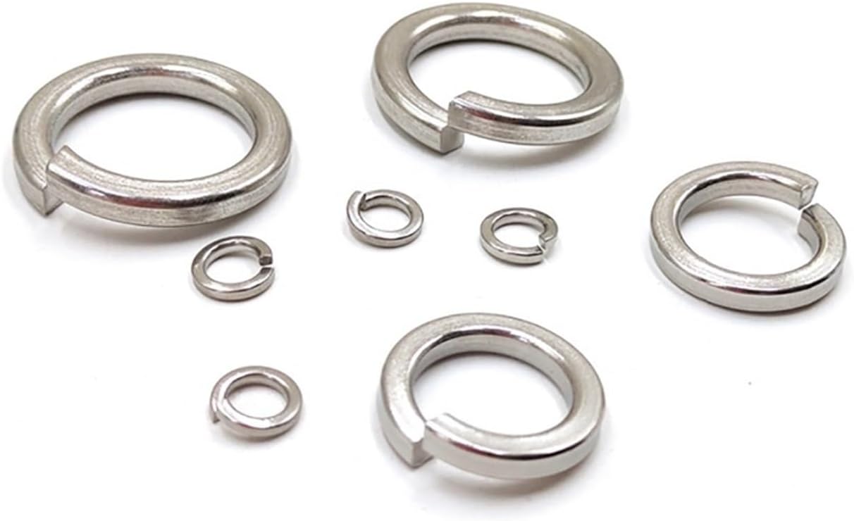 CREAP 5-50Pcs 304 Stainless Steel Spring Split Lock Washer Elastic Gasket GB93 M1.6 M2 M2.5 M3 M4 M5 M6 M8 M10 M12 M16 M24 M27 M30(M27 x5pcs)