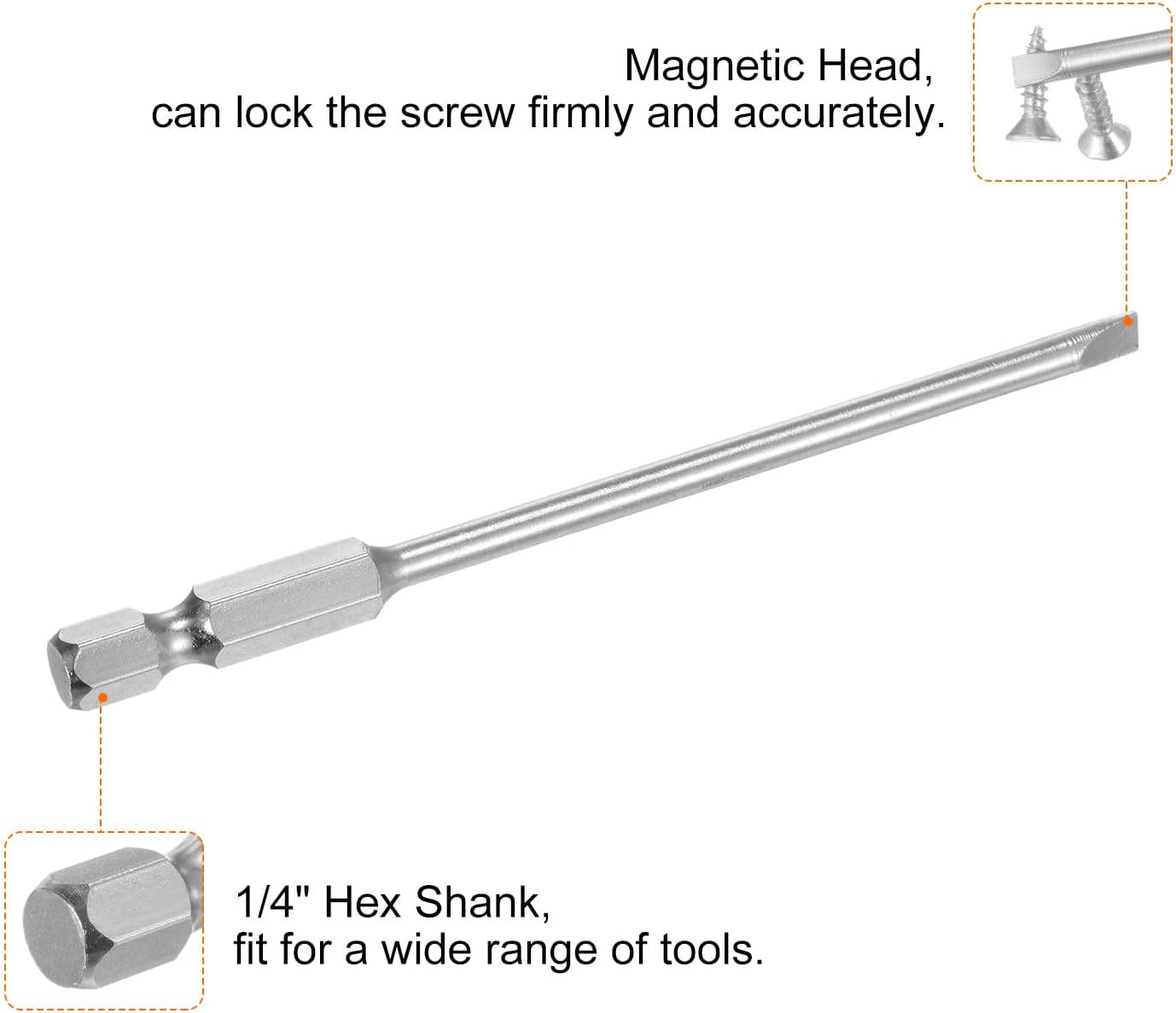 HARFINGTON 30pcs Screwdriver Bit Set 1/4" Hex Shank 4" Length Extra Long Magnetic Steel Drill Driver Kit with Slotted Cross Square Torx Bits