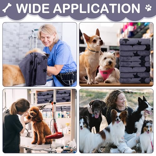 Image of Chumia 8 Pcs Dog Towel for Drying, 40 x 24 Inch, Star, Gray