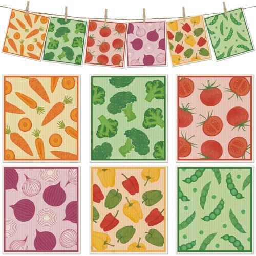 Revahope 6 Packs Swedish Paper Cloths for Kitchen, Reusable Paper