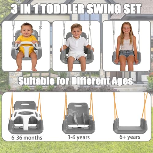 Image of 2 in 1 Toddler Swing & Jumper with Frame, Outdoor, Indoor, Baby Swing with Safety Belt for Indoor and Outdoor Use, Foldable Metal Stand & Clear Instructions, Easy to Assemble