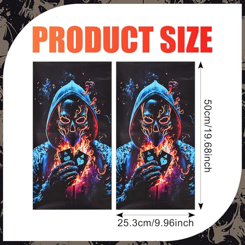 Image of Skull Car B-Pillar Sticker 3D Carbon Fiber Vinyl Decal, Waterproof UV Scratch Protection Film for Door Pillar Cover - DIY Black Auto Exterior Accessory for Most Cars SUV Sedan (Multicolor)
