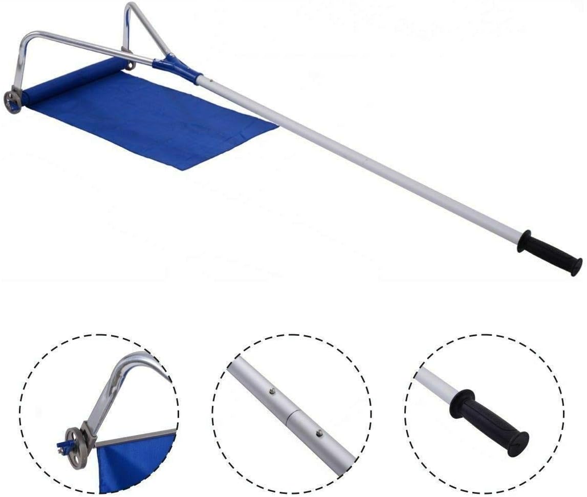 review Lightweight Adjustable Telescoping Roof Rake Snow Removal Tool with A Wide Head Cutter and A Comfortable Grip Handle Ideal to Get Rid of The Heavy Snow On The Roof of The House in Winter Time