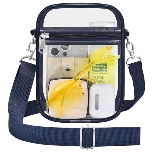 Image of Clear Bag for Stadium Events - Sports Messanger Bag Small Mini Clear Purse for Fan, Concert, Work, Travel