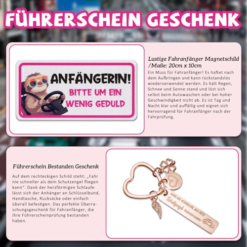 Anruzon Fahranfänger Magnetschild (20x10cm) - Anfänger Schild Auto Lustig - Alternative zu Aufkleber - Geschenke zum Führerschein - Magnetschild mit Spruch & witzigem Motiv