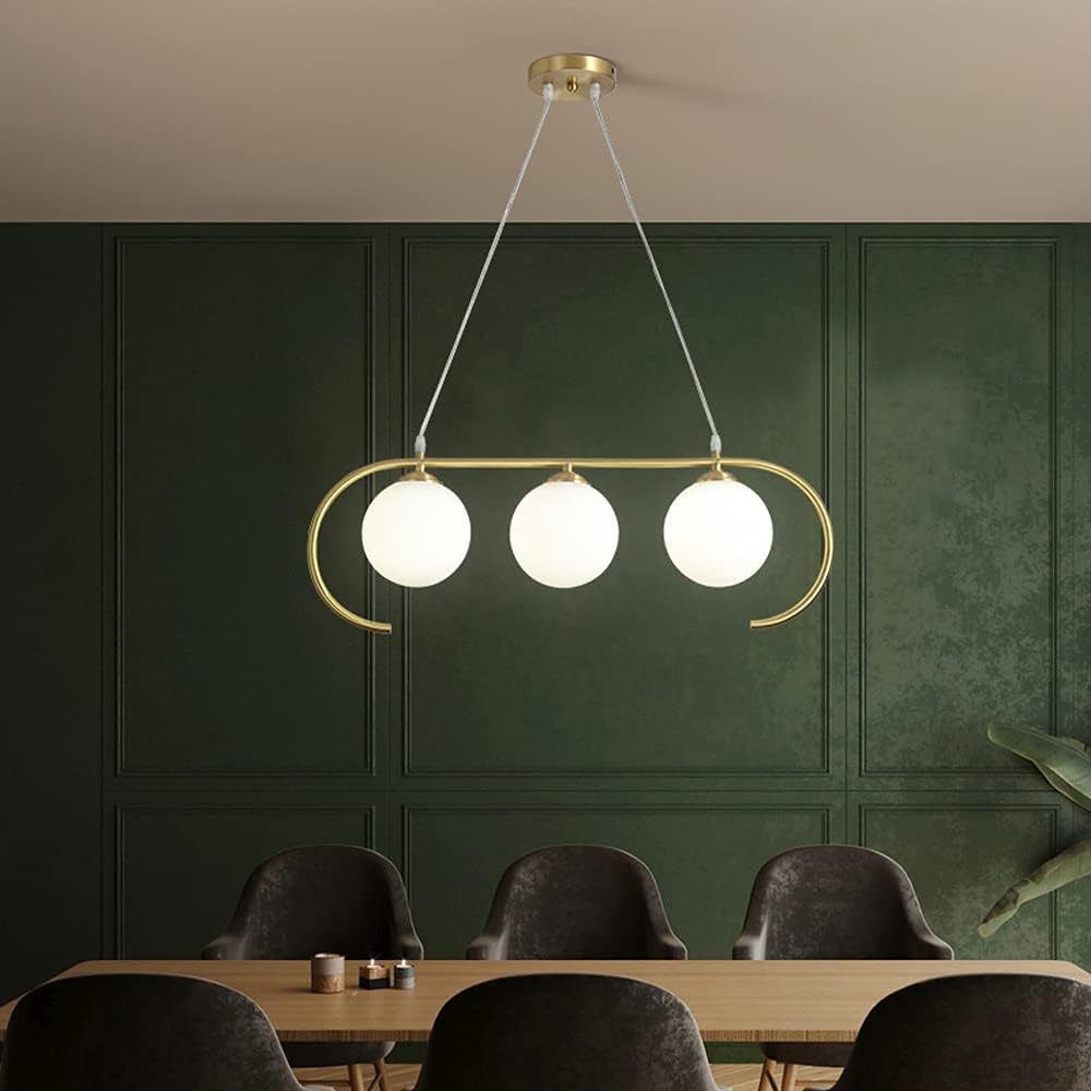 ASerZenith Restaurant Kitchens Copper Pendant Lights Light Fixture, Linear Gold Chandelier, Modern Hanging Lights Compatible With Dining Room, Kitchen Island,Chandelier Lamps,3-Lights