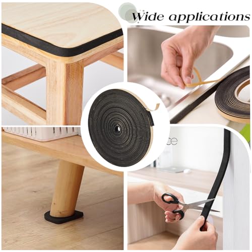 GORGECRAFT 10m * 10mm * 2.5mm Schaumstoff-Isolierband Selbstklebend Schwarz Schalldämmend Wetterfest Kühlung Klimaanlage Dichtungsstreifen Dichtungsstreifen Für Türen Fenster Sportgeräte