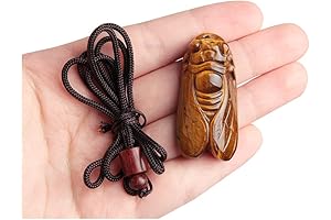 Natural Tiger's-Eye Stone Crystal Cicada Gemstone Necklace