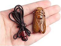 Ximimark Tiger's Eye Cicada Pendant Necklace - Natural Carved Healing Crystal for Chakra Balance, Protection & Energy