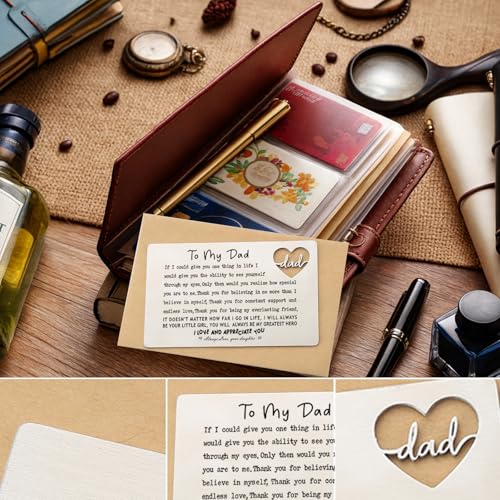 Image of YODOCAMP Dad Wallet Card Thank You Gift from Daughter, Appreciation Greeting Card for Father, Meaningful Birthday Fathers Day Gift, Pocket Reminder Card for Dad QBK15